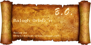 Balogh Orbán névjegykártya