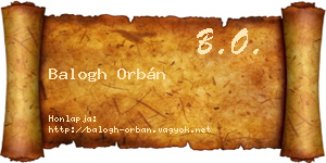 Balogh Orbán névjegykártya